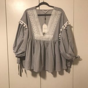 NWT! English Factory Tassel Blouse (XL)